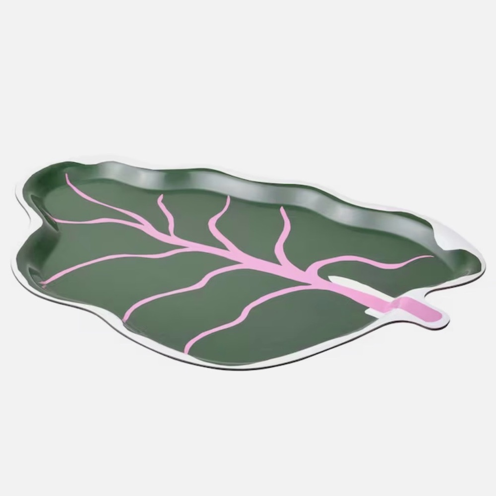 IKEA x Marimekko Bastua Leaf-Shaped Green and Pink Serving Tray